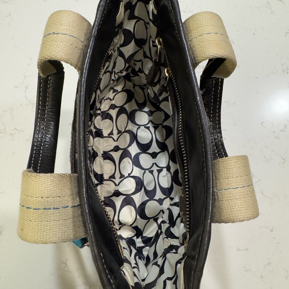 Coach Small Bag = Black Satin with blue tags - Picture 6 of 13